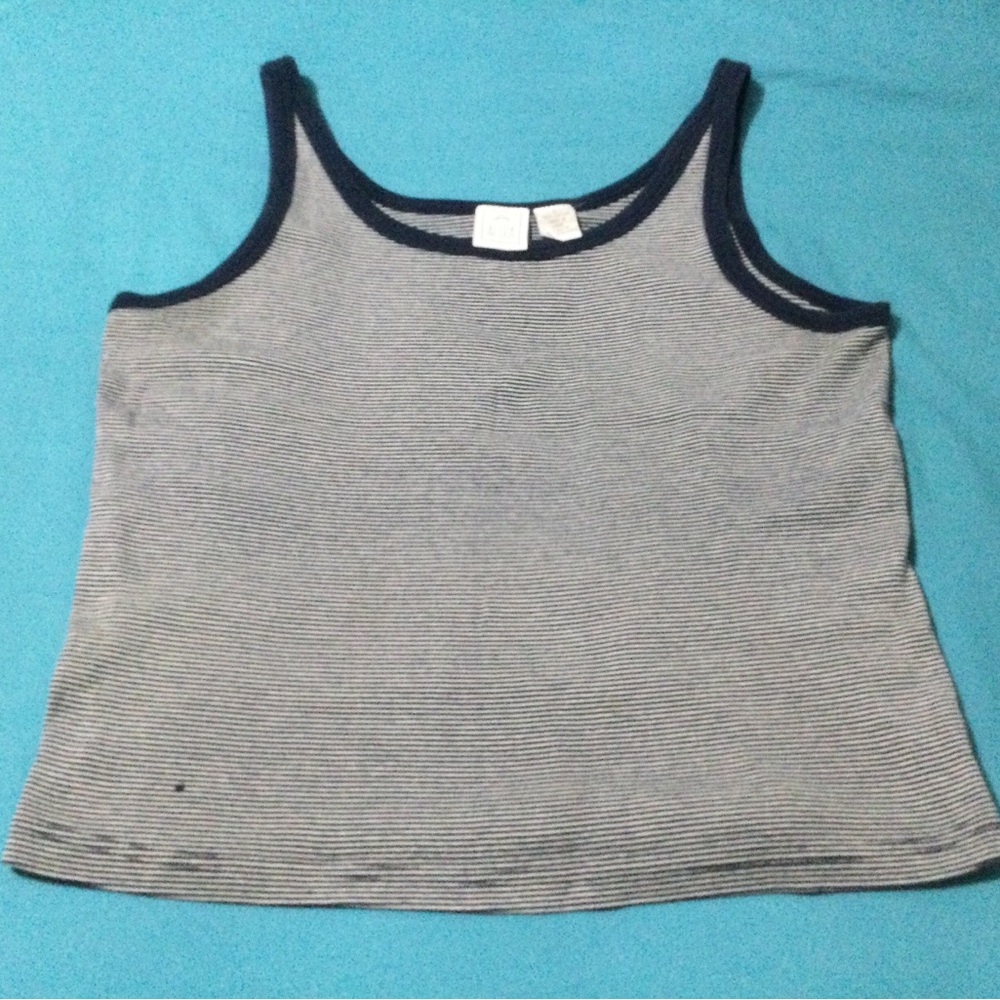 Actra Navy and White Striped Tank Top